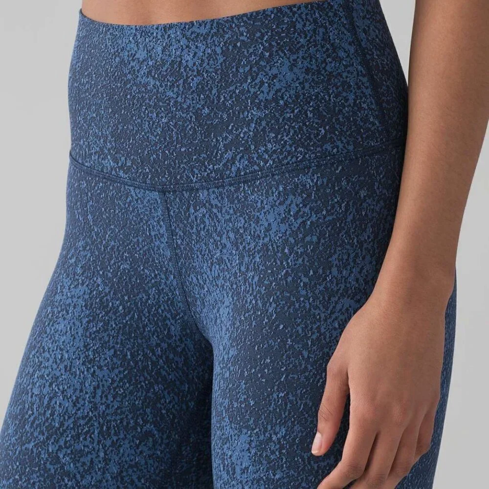 Lululemon Wunder Under Crop Luxtreme Mineral Deposit Blue Leggings Size 4